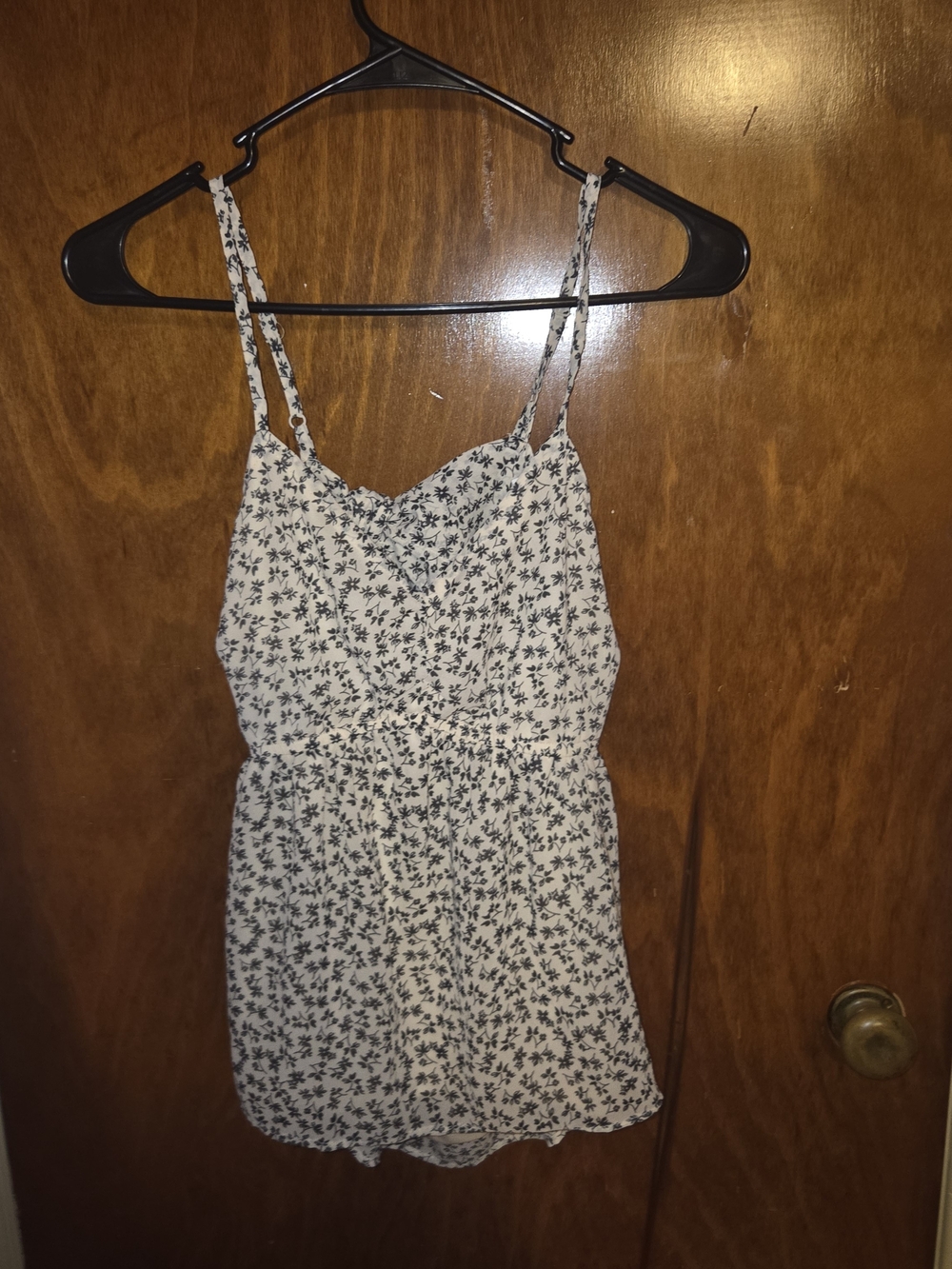 Japna Cream and Black Floral Spaghetti-Strap Cami